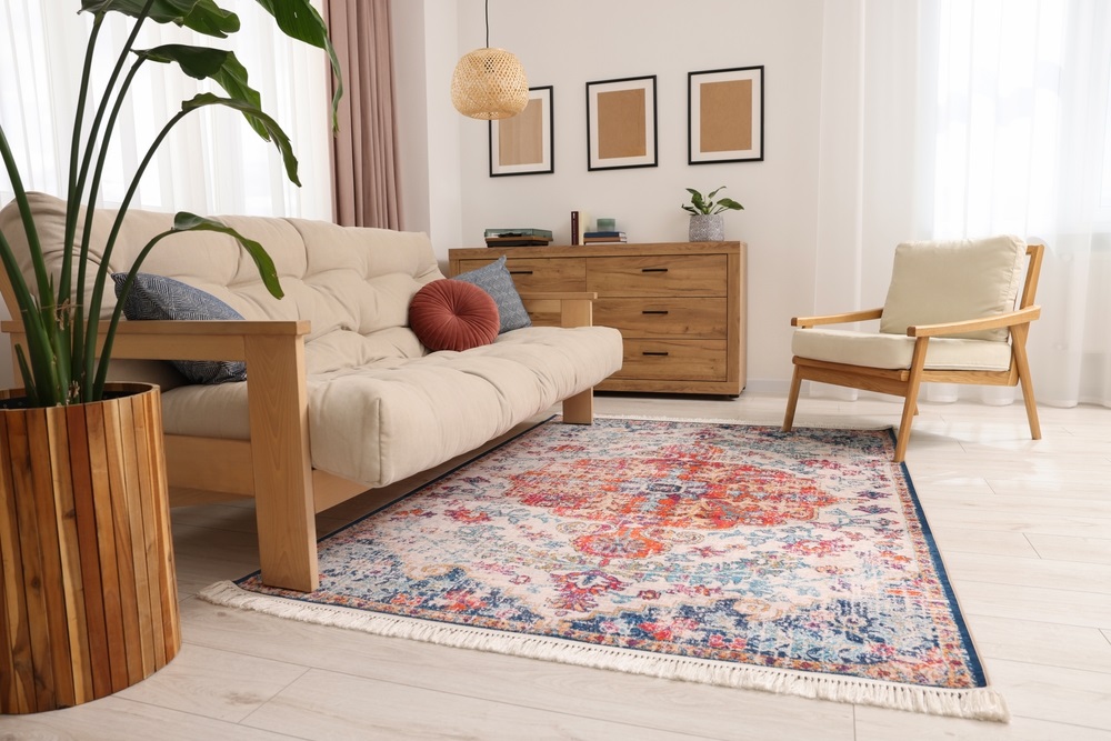 Professional cleaning process of an oriental rug, showcasing deep cleaning techniques
